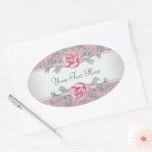 Elegant Roze Damast Roze Rose Stickers (Envelop)