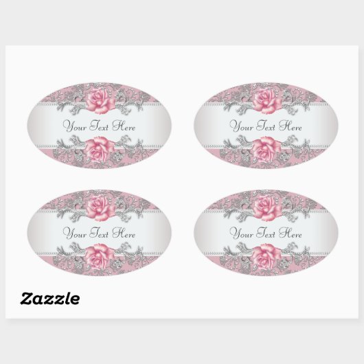 Elegant Roze Damast Roze Rose Stickers (Vel)