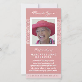 Elegant Roze Dank je Memorial Fotokaart Bedankkaart