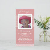 Elegant Roze Dank je Memorial Fotokaart Bedankkaart (Staand voorkant)