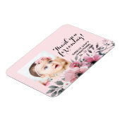 Elegant Roze DANK JE VOOR JE KOMT! Christening Magneet (Linkerzijde)