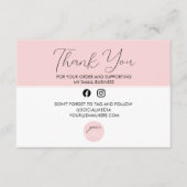 Elegant roze Dank u voor uw zakelijke Logo Informatiekaartje (Voorkant)