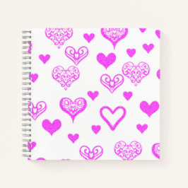 Elegant Roze Decoratief Hart Patroon Journaal Notitieboek