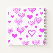 Elegant roze decoratief  hartenpatroon notitieboek (Achterkant)