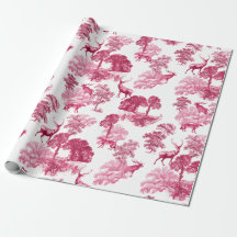 Elegant Roze Deer Fox Toile Woodland