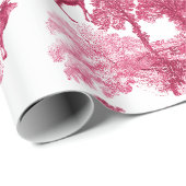 Elegant  Roze Deer Fox Toile Woodland Cadeaupapier (Rol Hoek)
