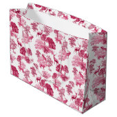 Elegant Roze Deer Fox Toile Woodland Groot Cadeauzakje (Achterkant Gekanteld)
