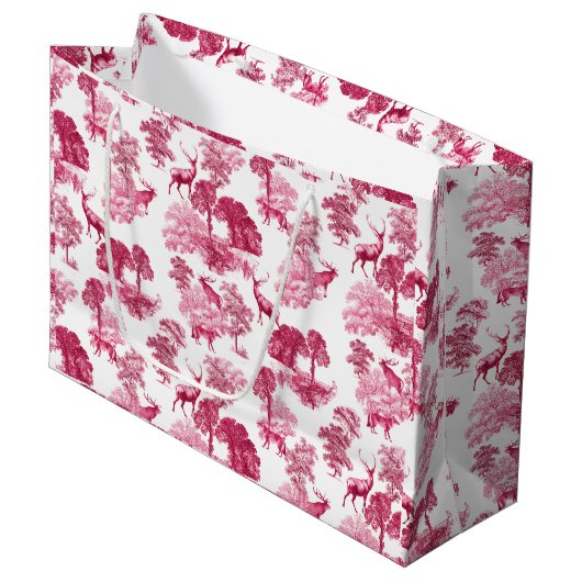 Elegant Roze Deer Fox Toile Woodland Groot Cadeauzakje (Voorkant Gekanteld)