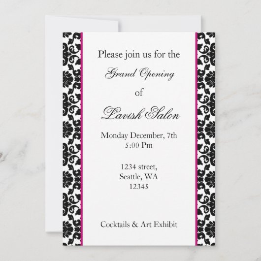 Elegant roze demask Corporate party Invitation Kaart (Voorkant)