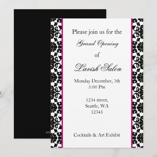 Elegant roze demask Corporate party Invitation Kaart (Voorkant / Achterkant)