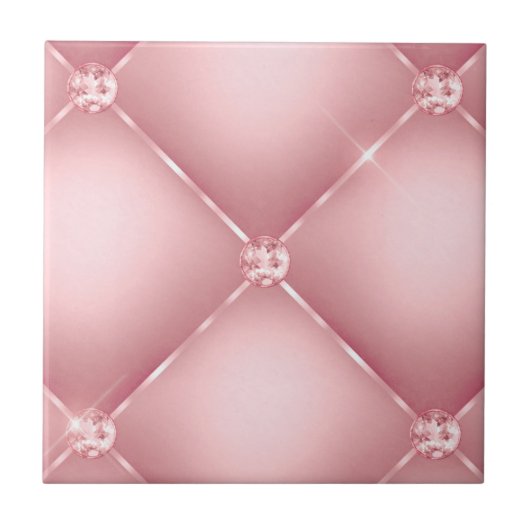 Elegant Roze Diamant Tuft Patroon Vintage Tegeltje (Voorkant)