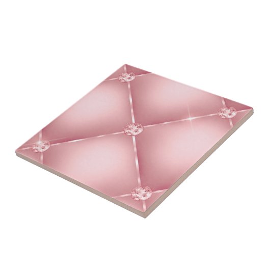 Elegant Roze Diamant Tuft Pattern Tegeltje (Zijkant)