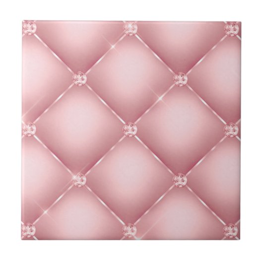 Elegant  Roze Diamant Tuft Pattern Tegeltje (Voorkant)