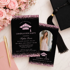 Elegant Roze Diamanten Afstudeerfeest Kaart
