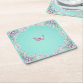 Elegant Roze Diamonte Vlinderpapier Onderzetter (Schuin)