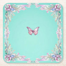 Elegant Roze Diamonte Vlinderpapier Onderzetter