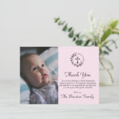 Elegant Roze Doop Baby Foto Dank u kaart (Staand voorkant)