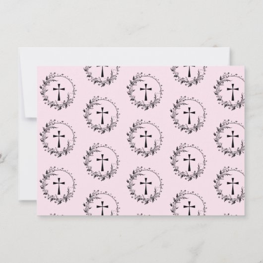 Elegant Roze Doop Baby Foto Dank u kaart (Achterkant)