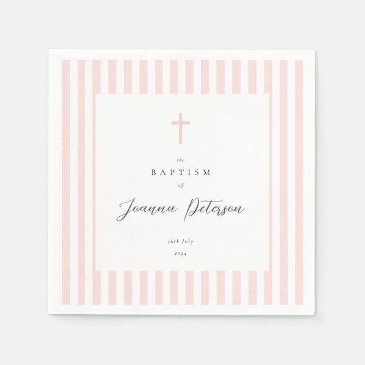 Elegant roze doop papier servet (Voorkant)