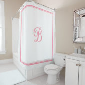 Elegant roze Double Border Script Monogram Douchegordijn (In situ)