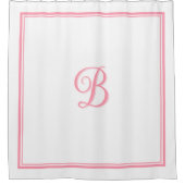 Elegant roze Double Border Script Monogram Douchegordijn (Voorkant)