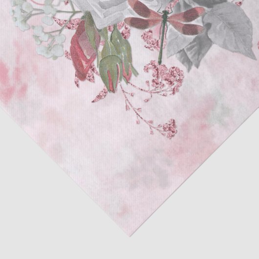 Elegant roze dragonfly en Rozen ontkoppelen Tissuepapier (Detail)