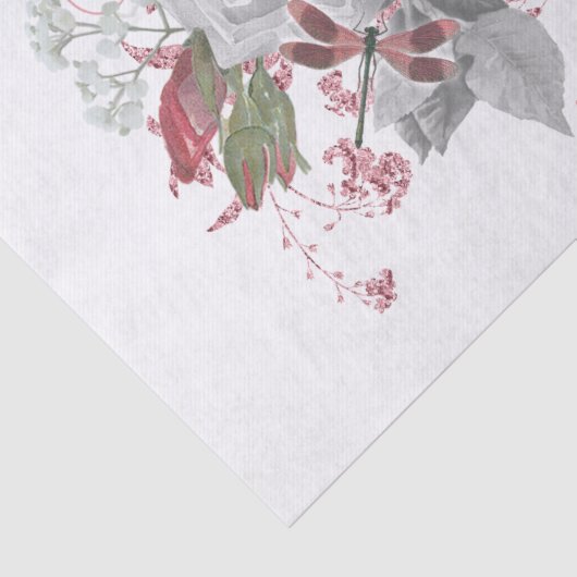 Elegant roze dragonfly en Rozen ontkoppelingstok Tissuepapier (Detail)