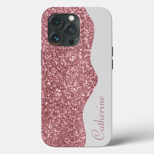 Elegant Roze Drip Glitter Aangepaste Personaliseer Case-Mate iPhone Case (Achterkant)