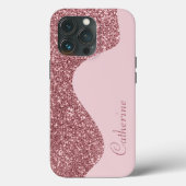 Elegant Roze Drip Glitter Aangepaste Personaliseer Case-Mate iPhone Case (Achterkant)