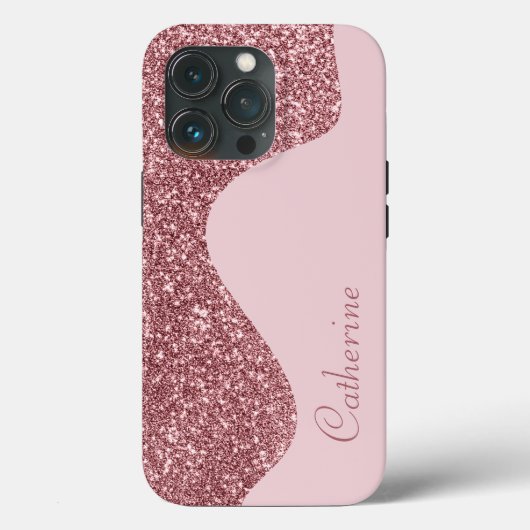 Elegant Roze Drip Glitter Aangepaste Personaliseer Case-Mate iPhone Case (Achterkant)