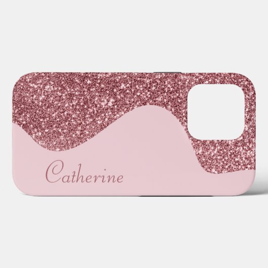Elegant Roze Drip Glitter Aangepaste Personaliseer Case-Mate iPhone Case (Achterkant (horizontaal))