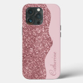 Elegant Roze Drip Glitter Aangepaste Personaliseer Case-Mate iPhone Case (Achterkant)