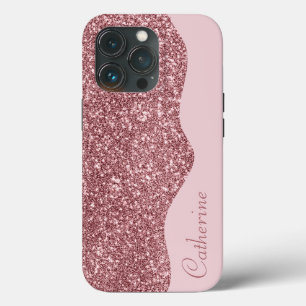 Elegant Roze Drip Glitter Aangepaste Personaliseer Case-Mate iPhone Case
