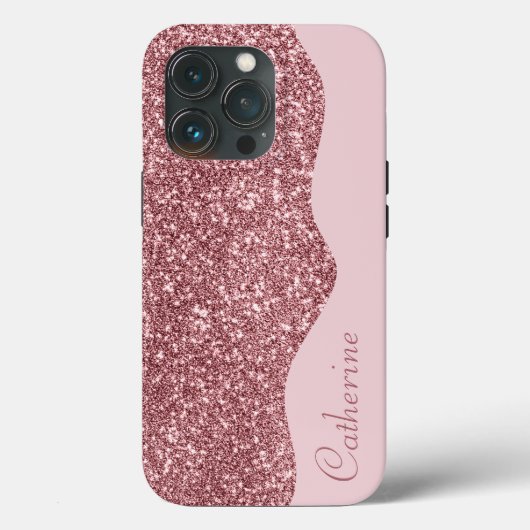 Elegant Roze Drip Glitter Aangepaste Personaliseer Case-Mate iPhone Case (Achterkant)