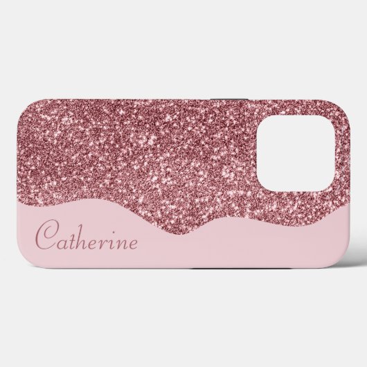 Elegant Roze Drip Glitter Aangepaste Personaliseer Case-Mate iPhone Case (Achterkant (horizontaal))