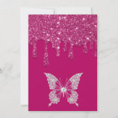 Elegant Roze Dripping Glitter 21e Verjaardag Kaart (Achterkant)