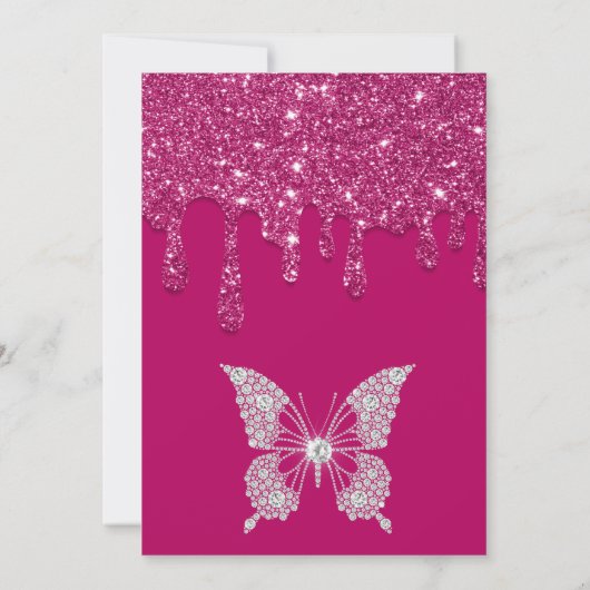 Elegant Roze Dripping Glitter 21e Verjaardag Kaart (Achterkant)
