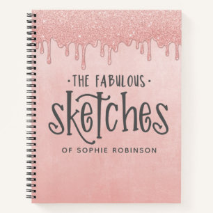Elegant Roze Dripping Glitter Artiest Schetsboek Notitieboek