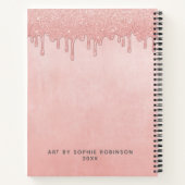 Elegant Roze Dripping Glitter Artiest Schetsboek Notitieboek (Achterkant)