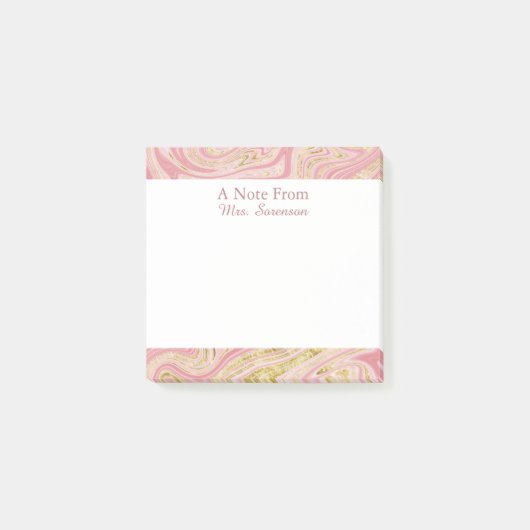 Elegant roze een notitie van gepersonaliseerde pla post-it® notes (Voorkant)