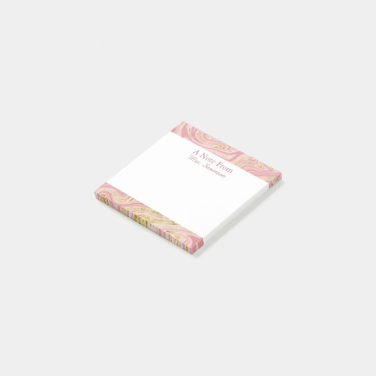 Elegant roze een notitie van gepersonaliseerde pla post-it® notes (Schuin)