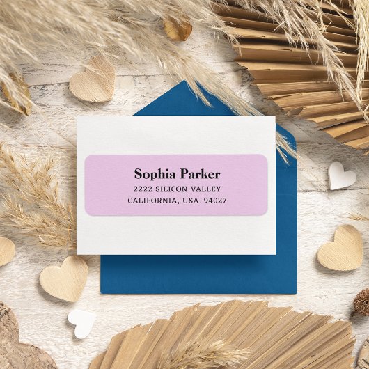 Elegant Roze Eenvoudig Script Bruiloftsretouradres Etiket