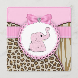 Elegant Roze Elephant Baby Girl Shower Kaart