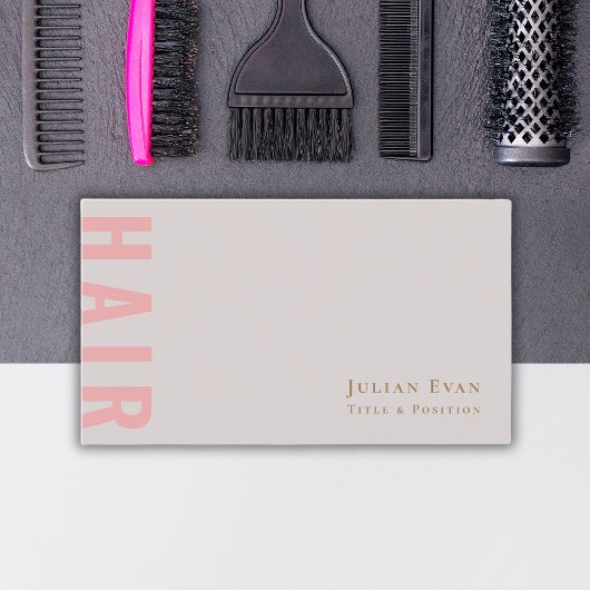 Elegant Roze en Beige Hair Stylist Visitekaartje