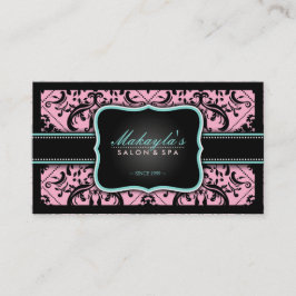 Elegant Roze en Black Damask Afsprakenkaartje