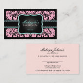 Elegant Roze en Black  Damask Afsprakenkaartje (Voorkant / Achterkant)