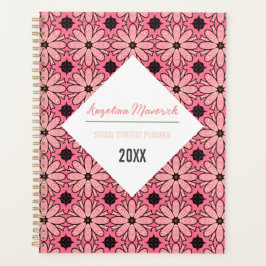 Elegant roze en Black Flowers Pattern Planner