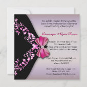 Elegant roze en Black Invite with Diamond Bow Kaart (Achterkant)