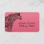 Elegant roze en Black Jaguar Make-up Business Ca Visitekaartje (Voorkant)