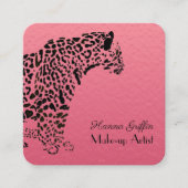 Elegant roze en Black Jaguar make-up Vierkante Visitekaartje (Voorkant)